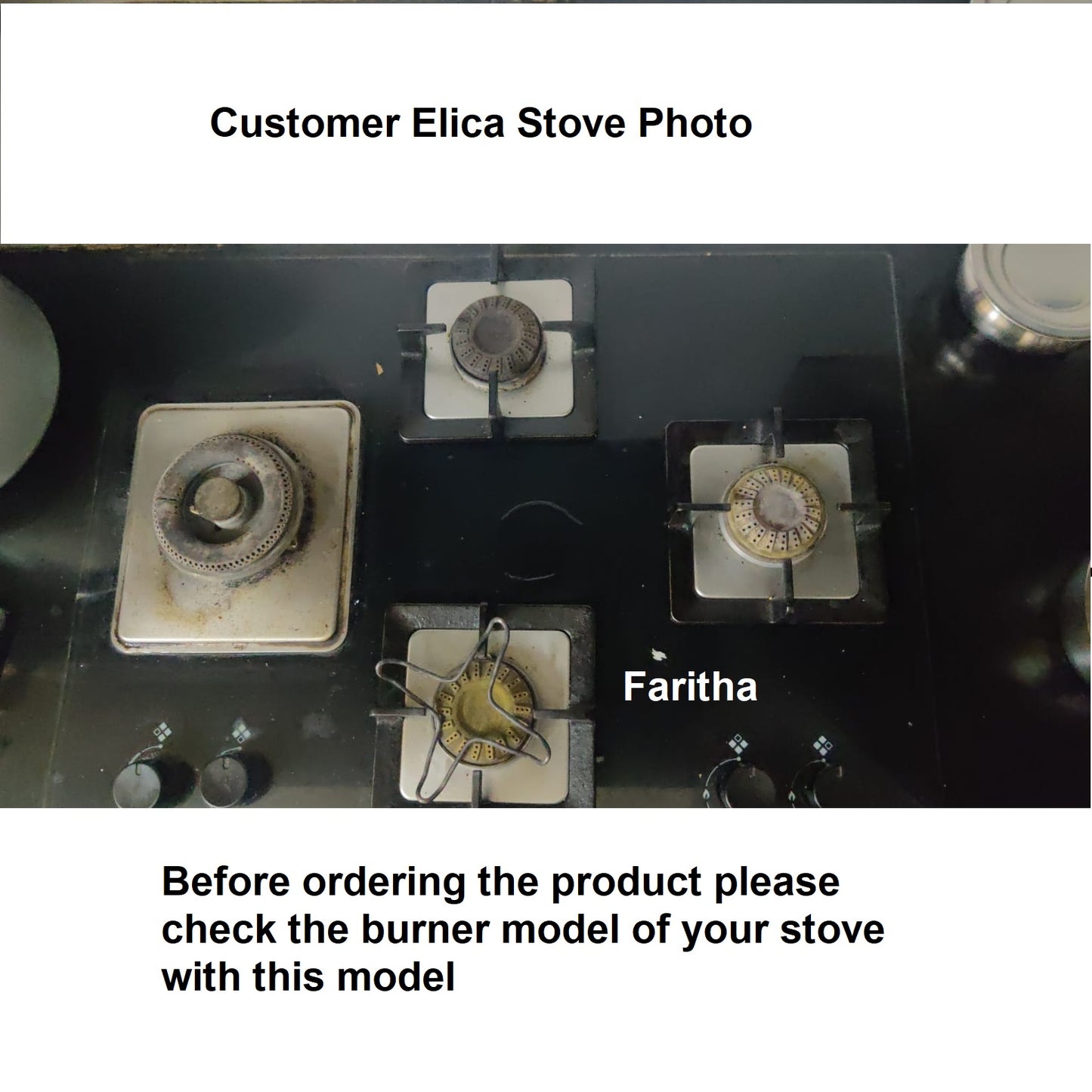Elica Compatible Gas Stove Burner – Left Ring Burner for MFC 4 B 70 ED SWIRL NCI Hob (Black Glass, Single Piece Replacement)