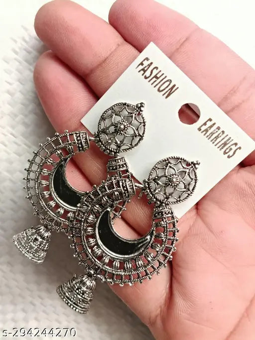 Unique Oxidised Silver Jhumkhas Earrings and Studs Pack of 4 India