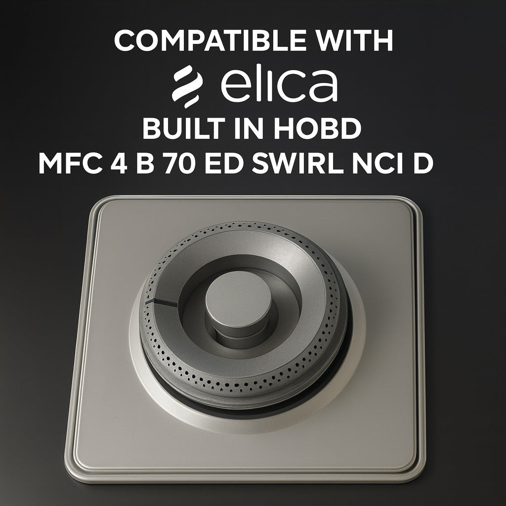Elica Compatible Gas Stove Burner – Left Ring Burner for MFC 4 B 70 ED SWIRL NCI Hob (Black Glass, Single Piece Replacement)