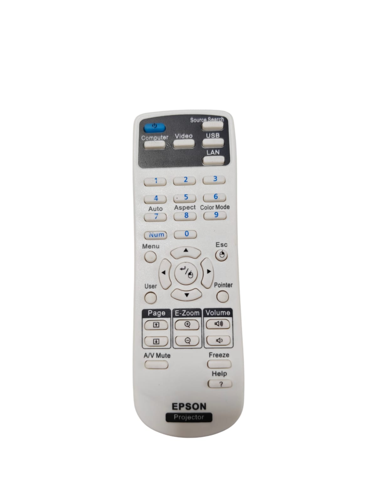 EPSON projector remote control with source and zoom buttons