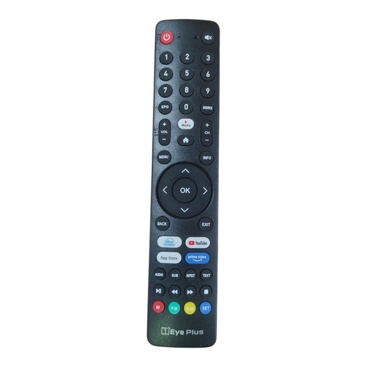 “Eye Plus Smart TV Replacement Remote Front View with OTT Hotkeys”