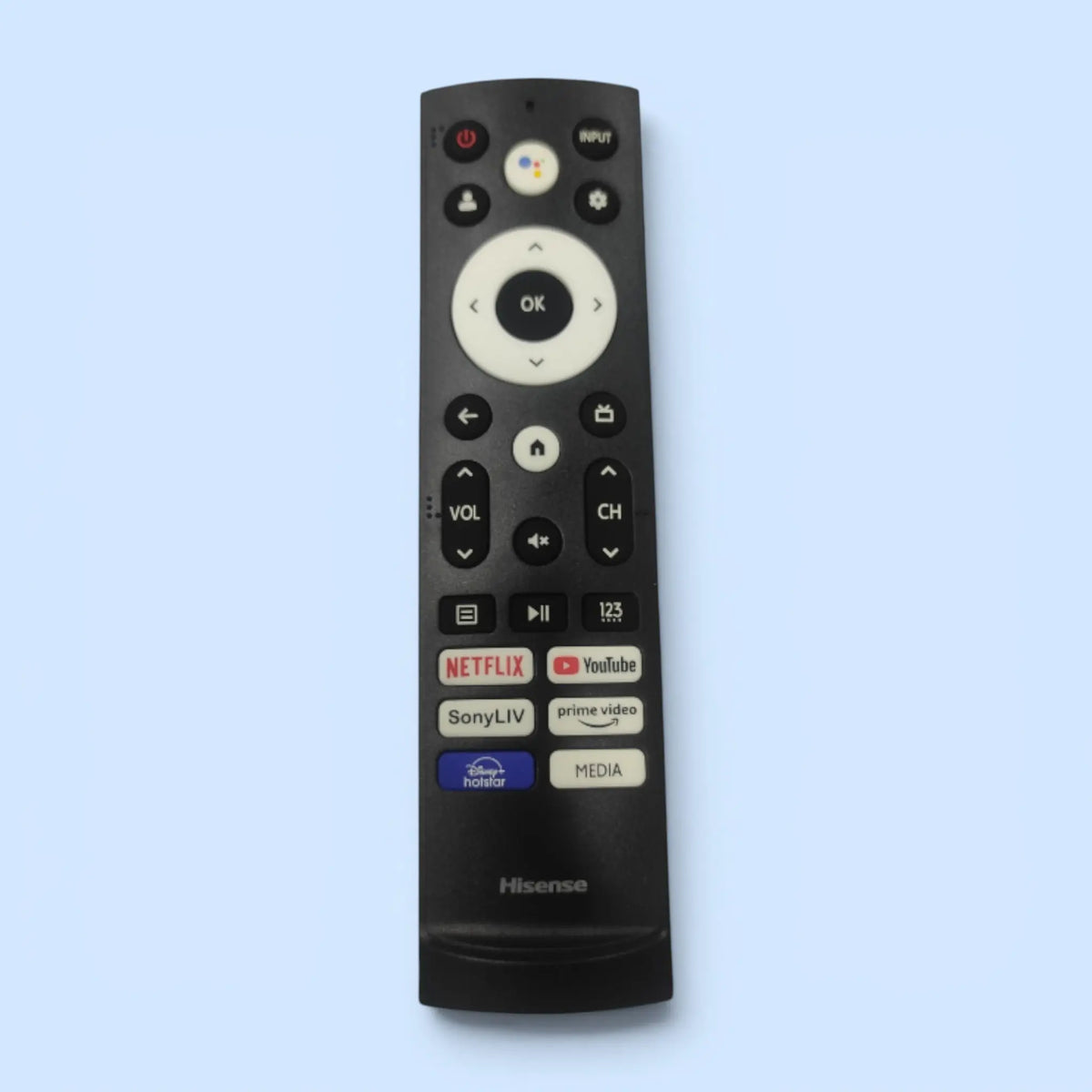 Original Hisense Smart TV Remote — voice control, YouTube, Google Play, Hotstar, Prime Video, India