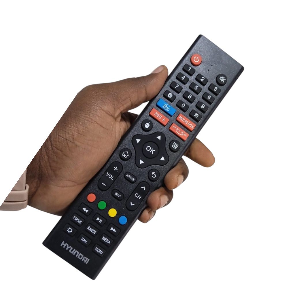 Hand holding Hyundai Smart LED TV Remote