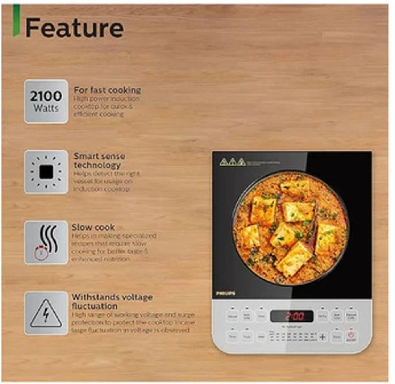 Philips HD4928 2100W Induction Cooktop Push Button Fast Heating #