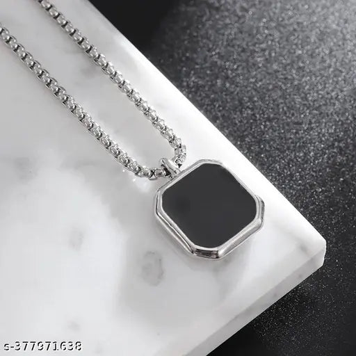 "Sizzling Silver-Plated Pendant with Chain – Sleek & Stylish Stainless Steel Design"