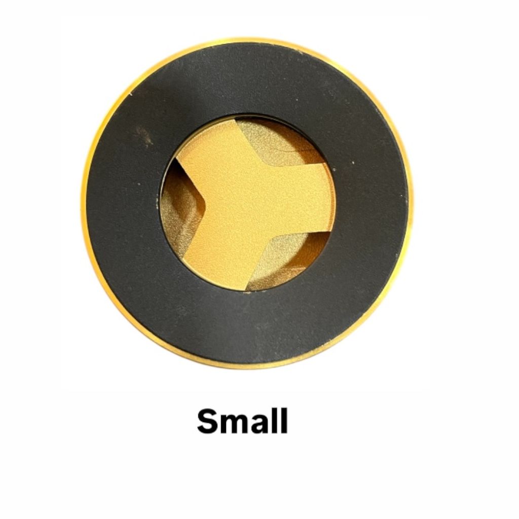 “Size comparison of Kaff brass burner caps – ultra-small to large”
