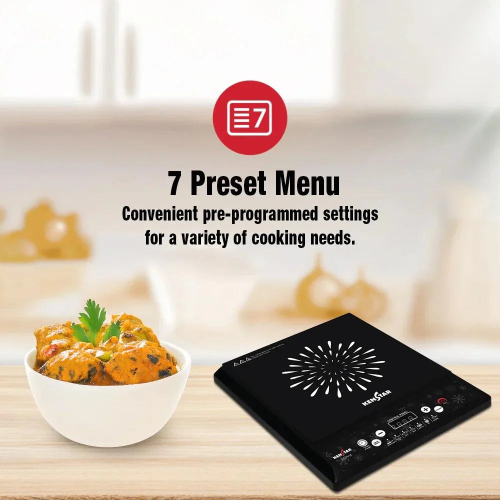Kenstar 1200W Induction Cooktop Push Button Compact Electric Stove #
