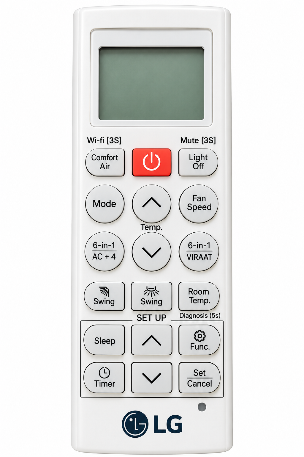 LG 6-in-1 AC Remote Control front view