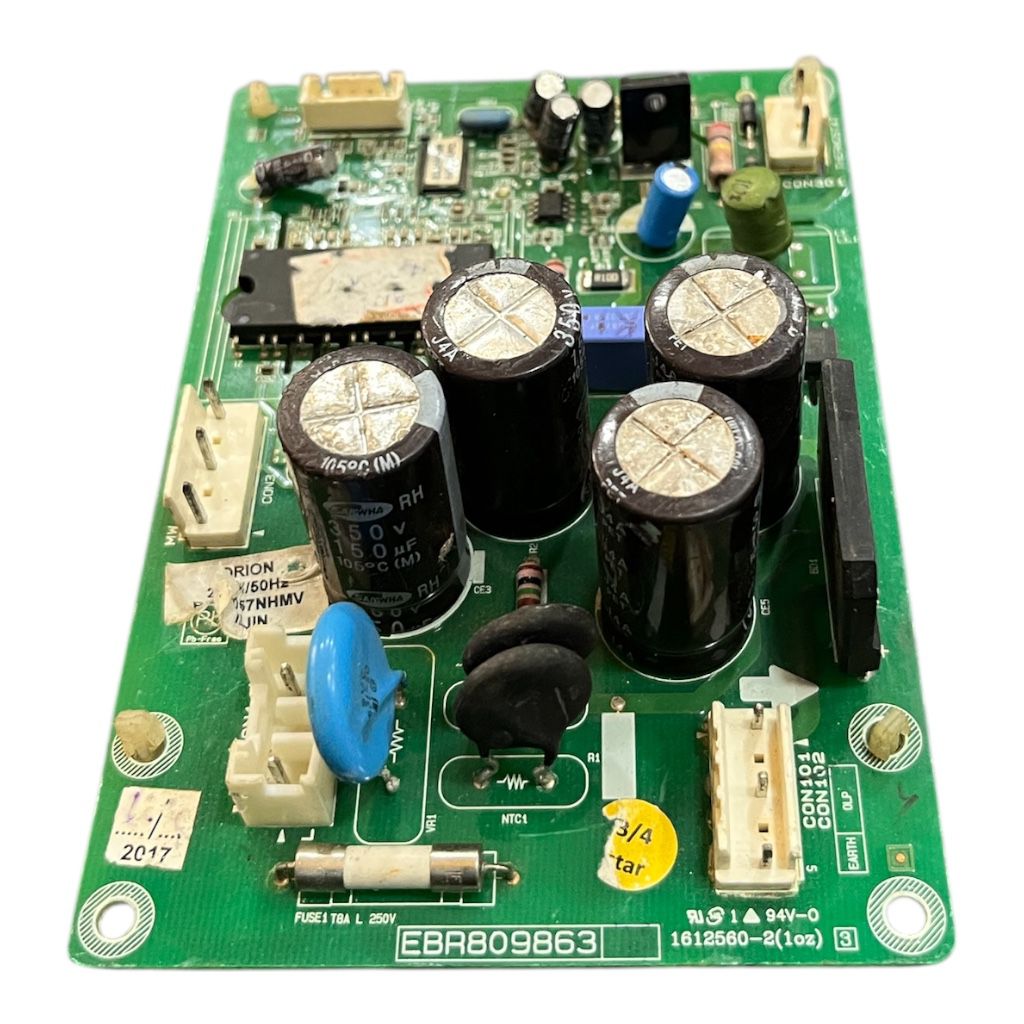 Close-up of LG Double Door Refrigerator PCB EBA809863 circuit details”
