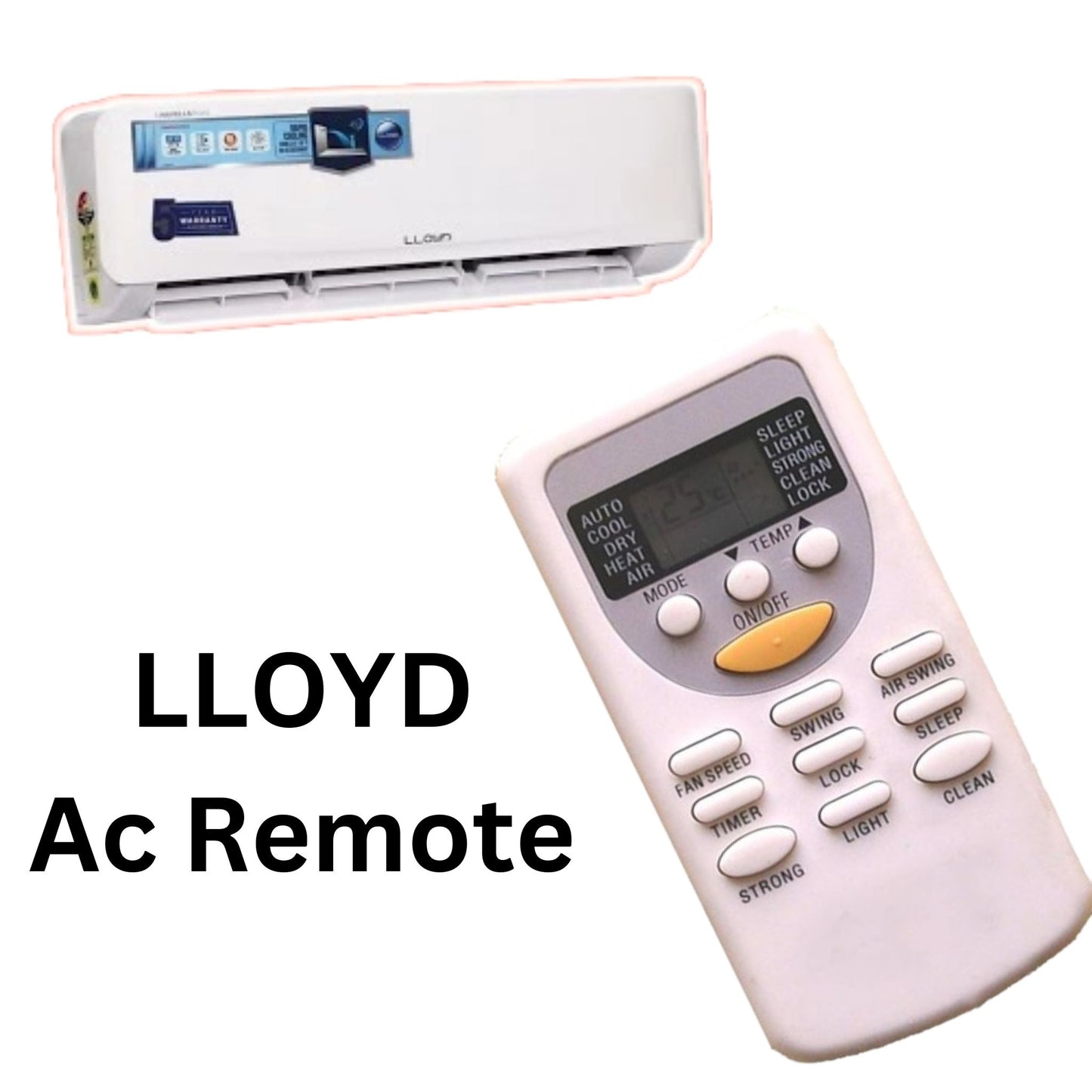 Lloyd AC Remote AC03 back view — 2 AAA batteries plug play India Faritha 2026