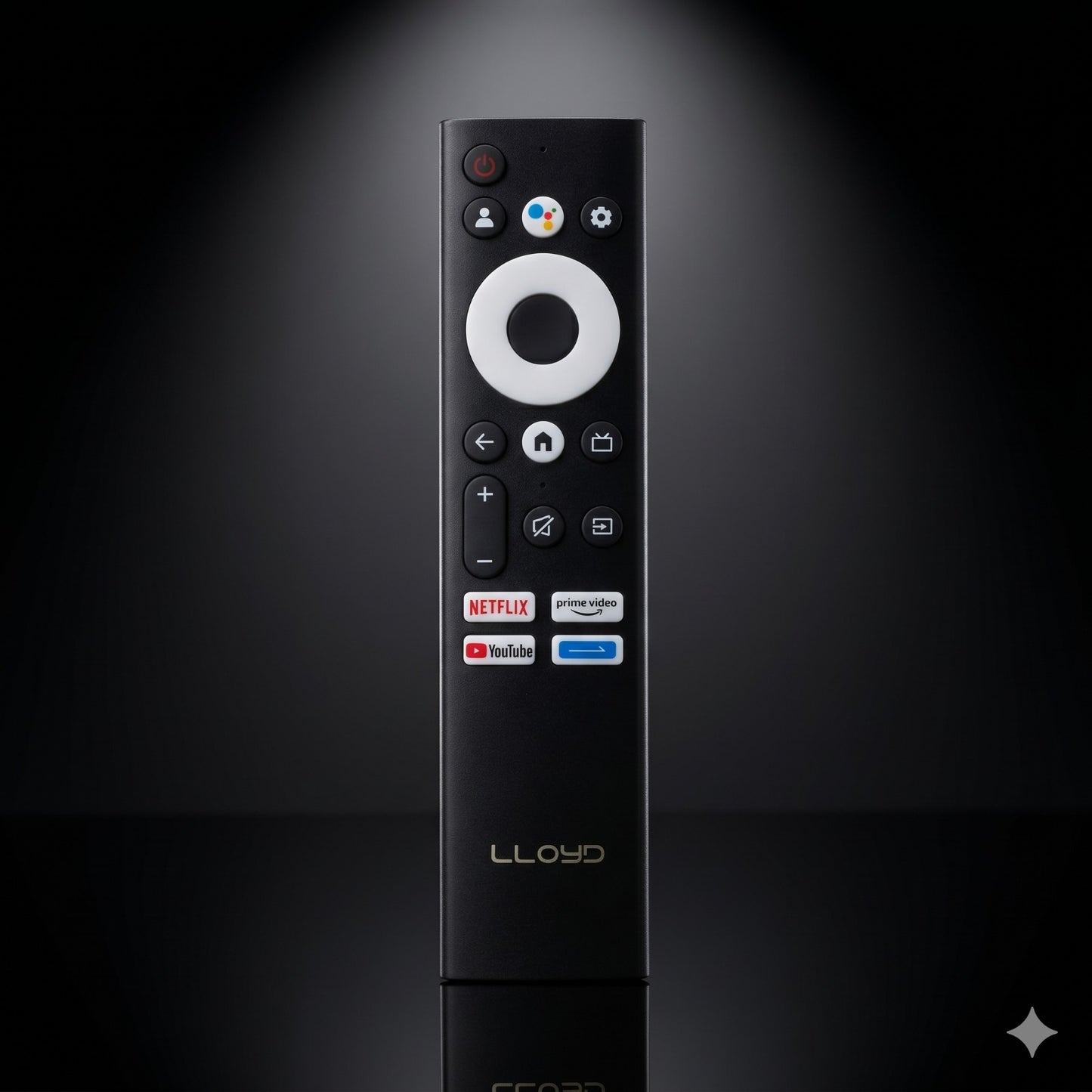 Lloyd Smart TV Remote back view — battery compartment 2 AAA batteries India Faritha