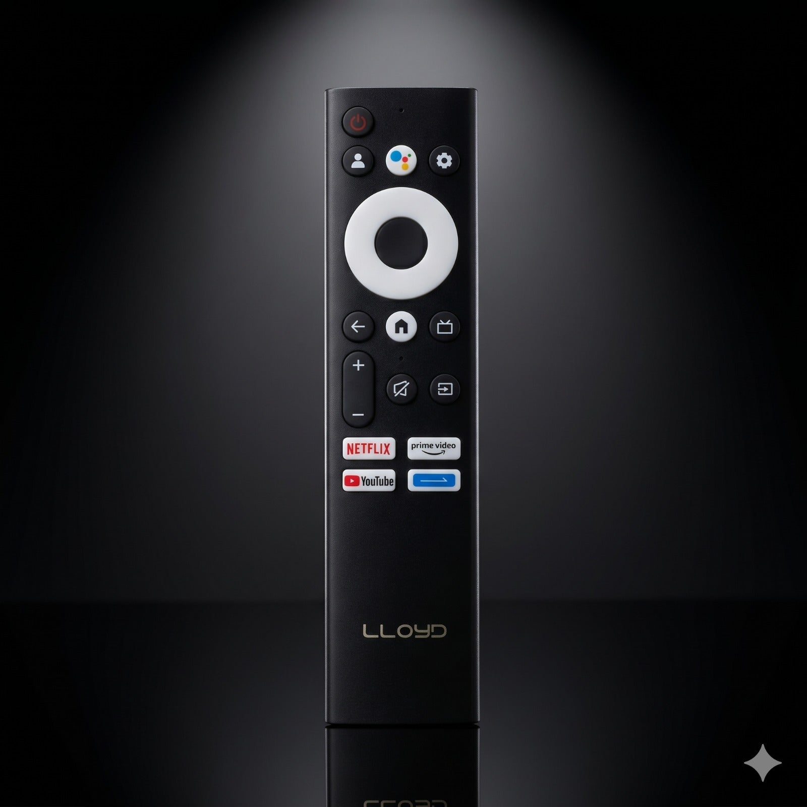 Lloyd Smart TV Remote back view — battery compartment 2 AAA batteries India Faritha