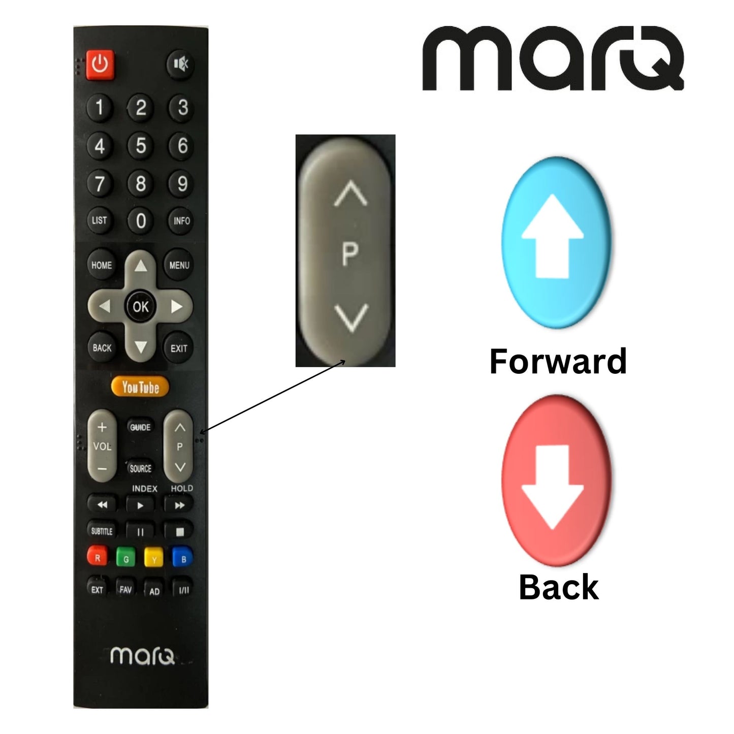 MARQ Smart TV remote packaging — India Faritha same-day dispatch 2026