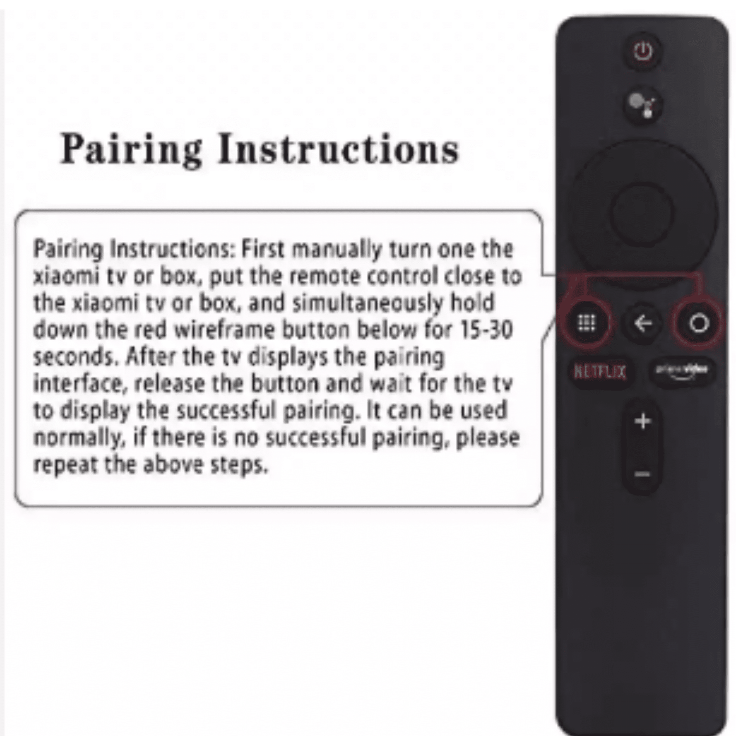 MI Smart TV Remote buttons — Netflix Prime Video voice labeled India 2026