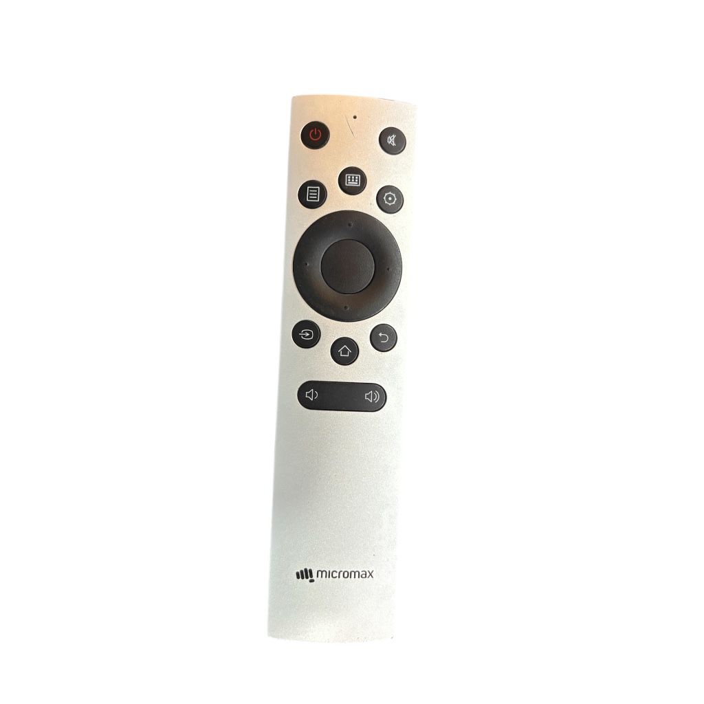 Micromax smart LED TV remote with voice control and navigation buttons