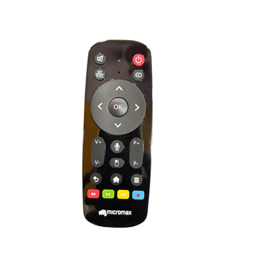 Micromax smart TV remote with voice command and multimedia buttons