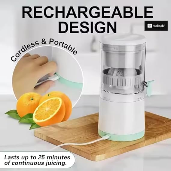 Portable one touch automatic citrus fruit juicer rechargeable