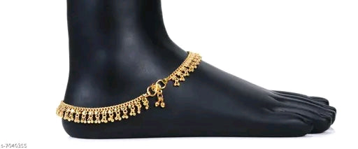 Gold Trendy Traditional Fashion Indian Style Anklet - Elegant Gold-Plated Payal for Women and Girls