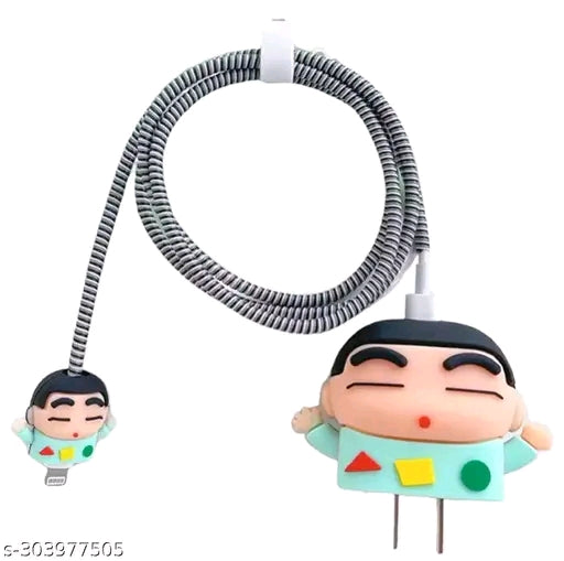 Cute 3D Cartoon Charger Cover for iPhone 18W-20W – Stylish Green Spiral Design
