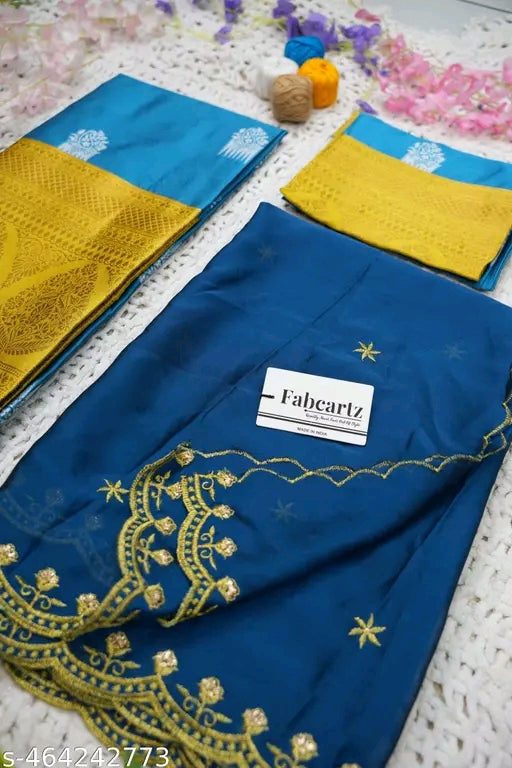 Trending Beautiful South Indian Style Half Saree With  Blouse & Rangoli Embroidery Dupatta