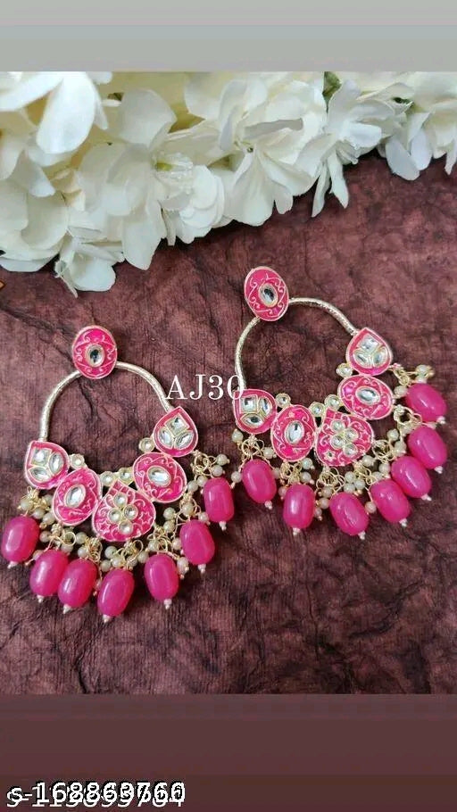 Jeweriche Imitation Beautiful Earrings for Girls &amp; Women (Paan Meena-Rani)