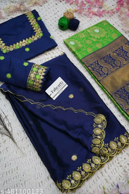 Trending South Indian Half Saree Set with Blouse & Rangoli Embroidery Dupatta#