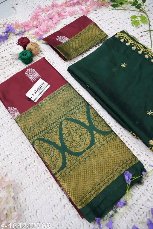 Trending South Indian Half Saree Set with Litchi Silk Lehenga & Rangoli Dupatta #