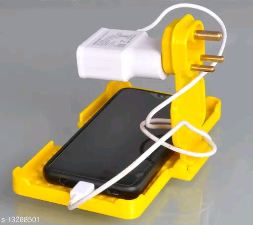 Yellow Unbreakable Mobile Charging Holder – Wall Mount AC Vent Stand India