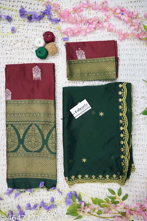 Trending South Indian Half Saree Set with Litchi Silk Lehenga & Rangoli Dupatta #