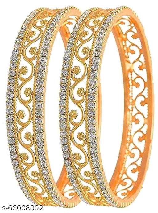 Diva glittering gold-plated bangles cubic zirconia set — India Faritha 2026
