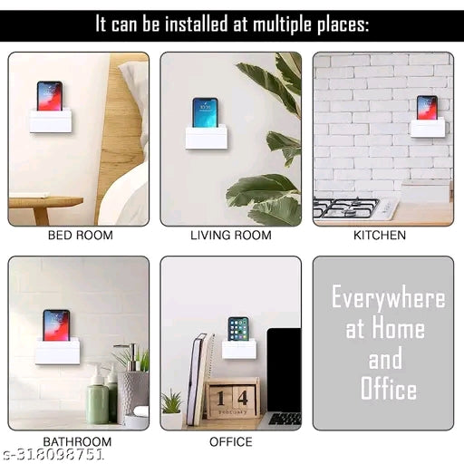 Brazilian Wall Hanging Mobile Holder with Adhesive – Universal White Charging Stand India