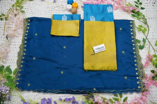 Trending Beautiful South Indian Style Half Saree With  Blouse & Rangoli Embroidery Dupatta