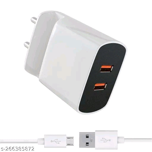 Dual USB Mobile Charger with 1M Micro USB Cable – White India