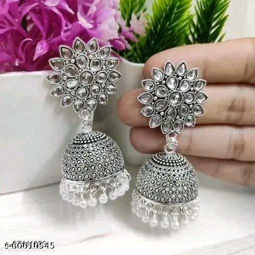 Essential Silver-Plated Earrings and Studs with Artificial Stones and Beads India
