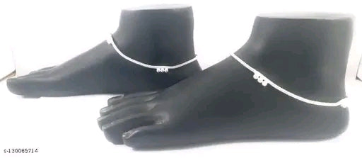 AFJ GOLD Elegant Silver-Plated Brass Anklets with Ghungroo – Women Girls India