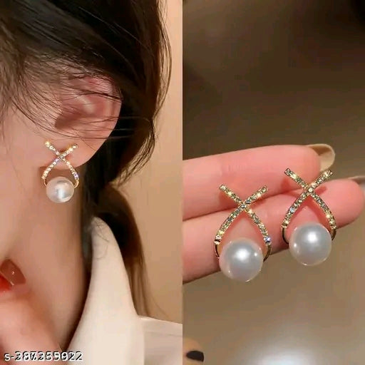 Unique Gold-Plated Chandelier Earrings with Pearls