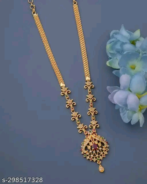 Allure Fancy Gold-Plated Brass Necklace and Chain for Women India