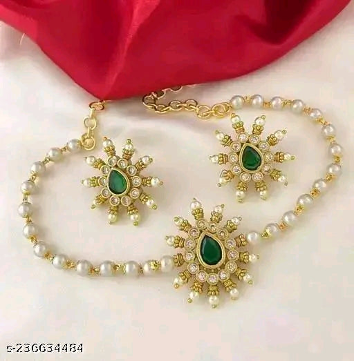 Elite Chic Gold-Plated Cubic Zirconia Jewellery Set – Necklace &amp; Earrings