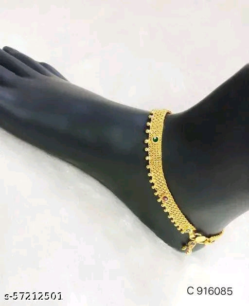 Elegant Gold-Plated Brass Women's Anklets – Timeless Charm for Every Occasion