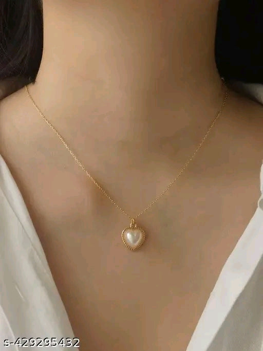 महिलाओं के लिए चमकदार सुंदर सोने की परत चढ़ा मोती का हार - सुरुचिपूर्ण गैर-समायोज्य चेन