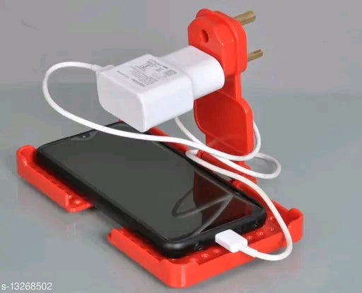 "Red Mobile Charging Holder - Unbreakable Wall Mount Stand"