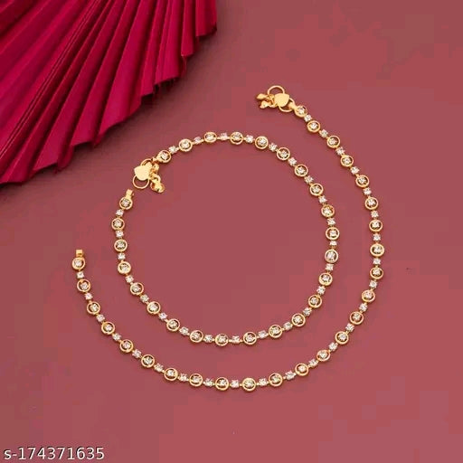 Elegant Daily Wear Gold-Plated Anklet with American Diamond