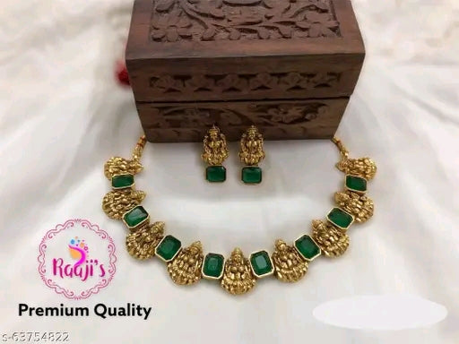 Elegant Gold-Plated Colorful Jewellery Set with Adjustable Necklace & Earrings