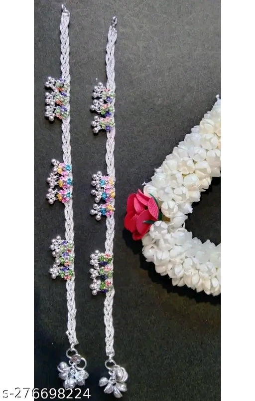 Elegant Silver-Plated Thick Anklet – Free Size India