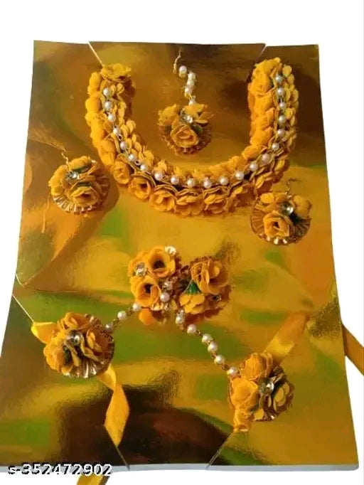 आकर्षक रंगीन मोती दुल्हन आभूषण सेट - समायोज्य और सुरुचिपूर्ण