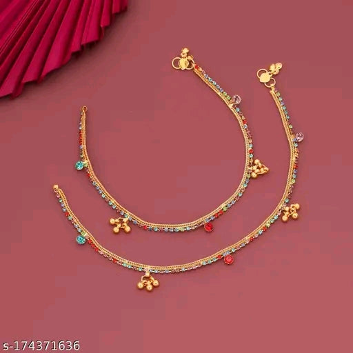 Elegant American Diamond Gold-Plated Anklets for Daily Wear