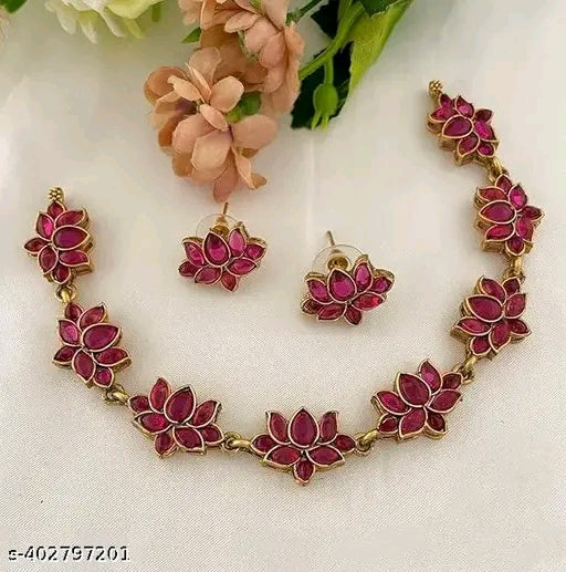 Allure Glittering Gold-Plated Necklace and Earrings Set – Elegance Redefined India