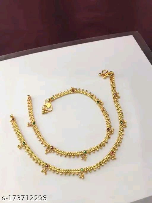 Elegant Gold-Plated Women Anklets Toe Rings – Timeless Indian Jewellery India