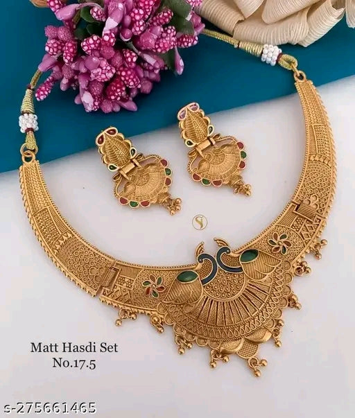 Elegant Gold-Plated Matte Fashion Jewelry Set for Women & Girls