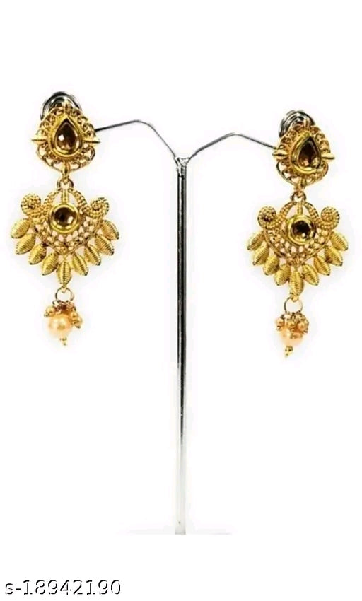 Princess Chunky Gold-Plated Haram and Earrings Set with Pearls – Adjustable India